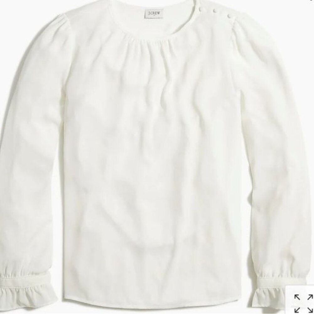 J Crew Factory Button-neck top with ruffles Item BD267, Size XS
